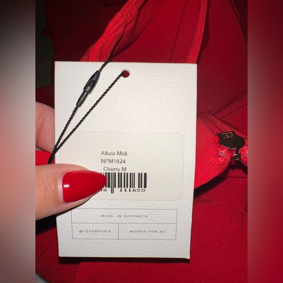 NWT NOOKIE ALLURE Red Cherry Midi Dress Size Medium - Picture 12 of 12